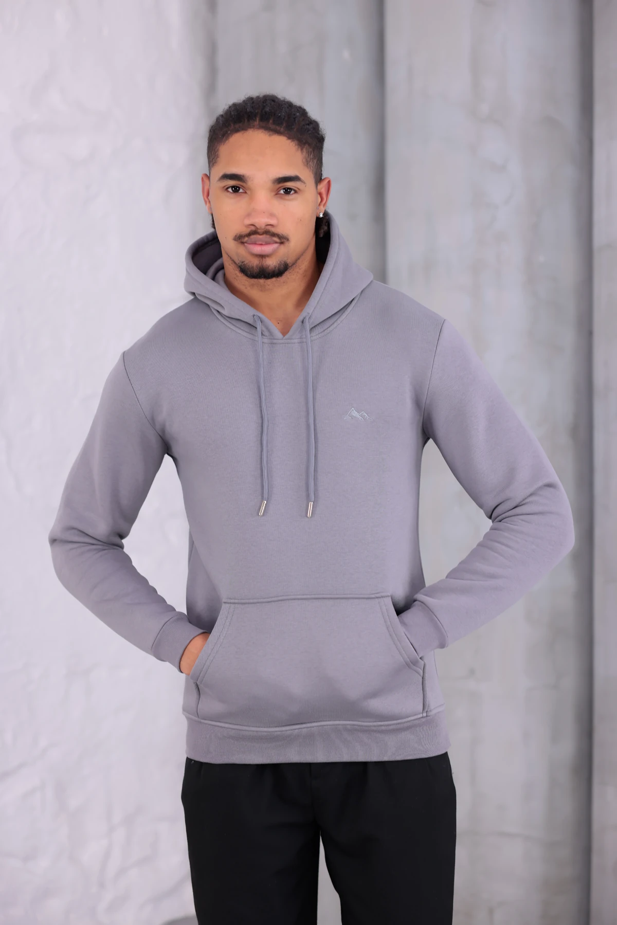 SIFIR4 3 İplik Şardonlu Kapüşonlu Sweatshirt Koyu Gri koyu gri