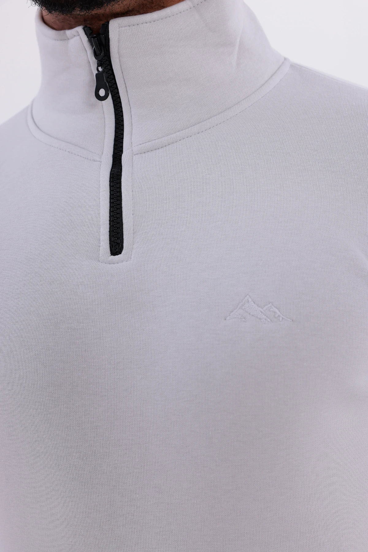 Sıfır4 Yarım Fermuarlı 3 iplik şardonlu Sweatshirt Buz Gri buz gri