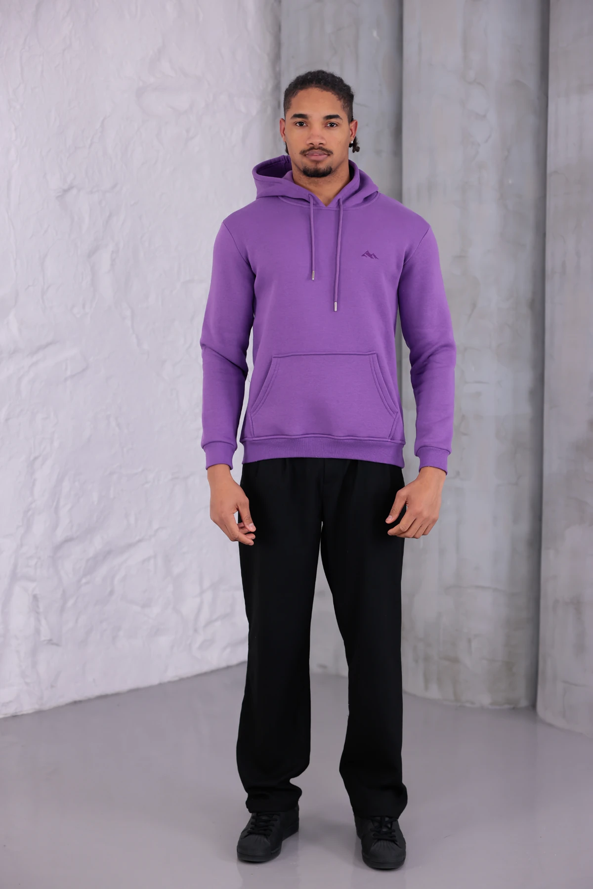 SIFIR4 3 İplik Şardonlu Kapüşonlu Sweatshirt Mor mor