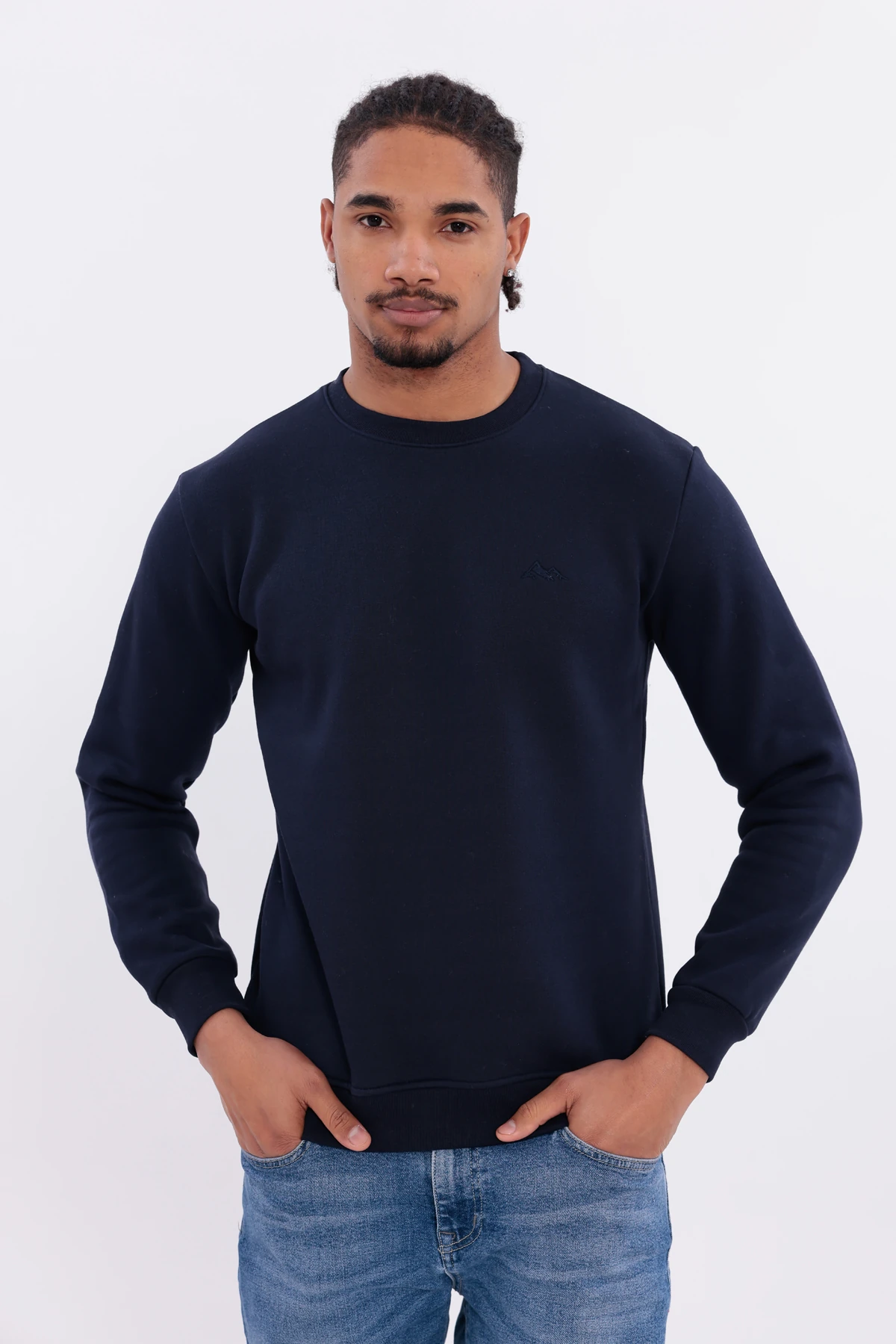 Sıfır4 Comfort Fit 3 İplik Şardonlu Sweatshirt lacivert Lacivert