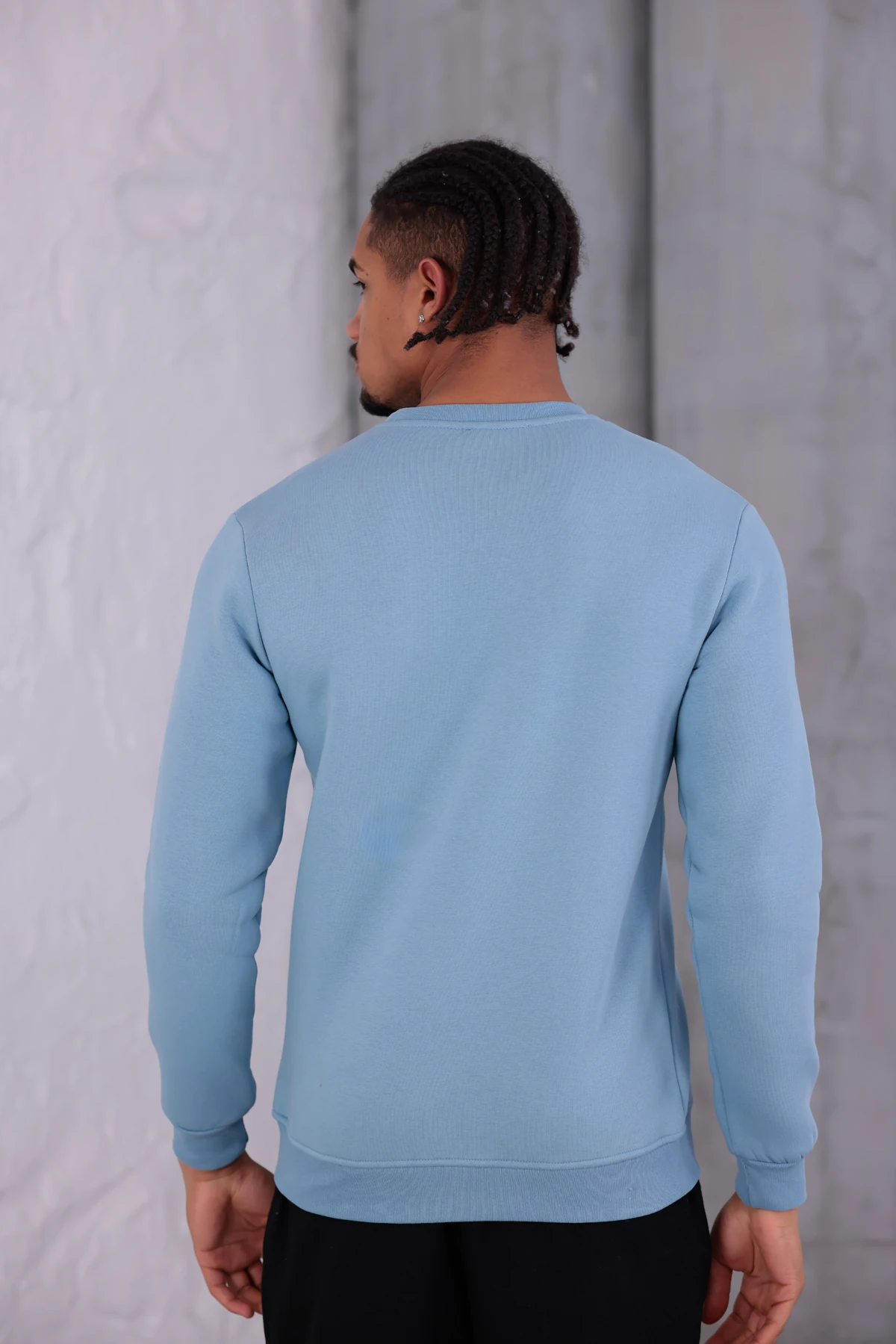 Sıfır4 Comfort Fit 3 İplik Şardonlu Sweatshirt gök yüzü mavisi gökyüzü mavisi