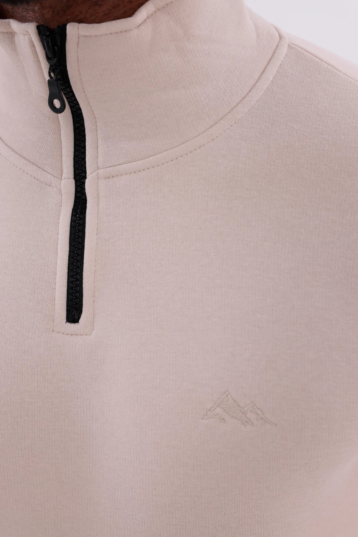 Sıfır4 Yarım Fermuarlı 3 iplik şardonlu  Sweatshirt Krem krem