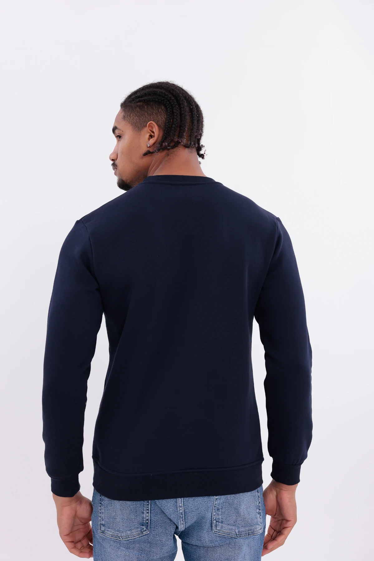 Sıfır4 Comfort Fit 3 İplik Şardonlu Sweatshirt lacivert Lacivert