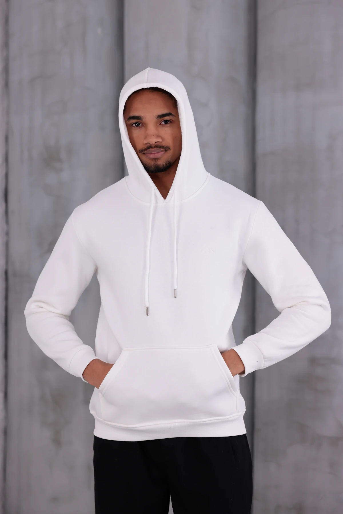 SIFIR4 3 İplik Şardonlu Kapüşonlu Sweatshirt Beyaz mint