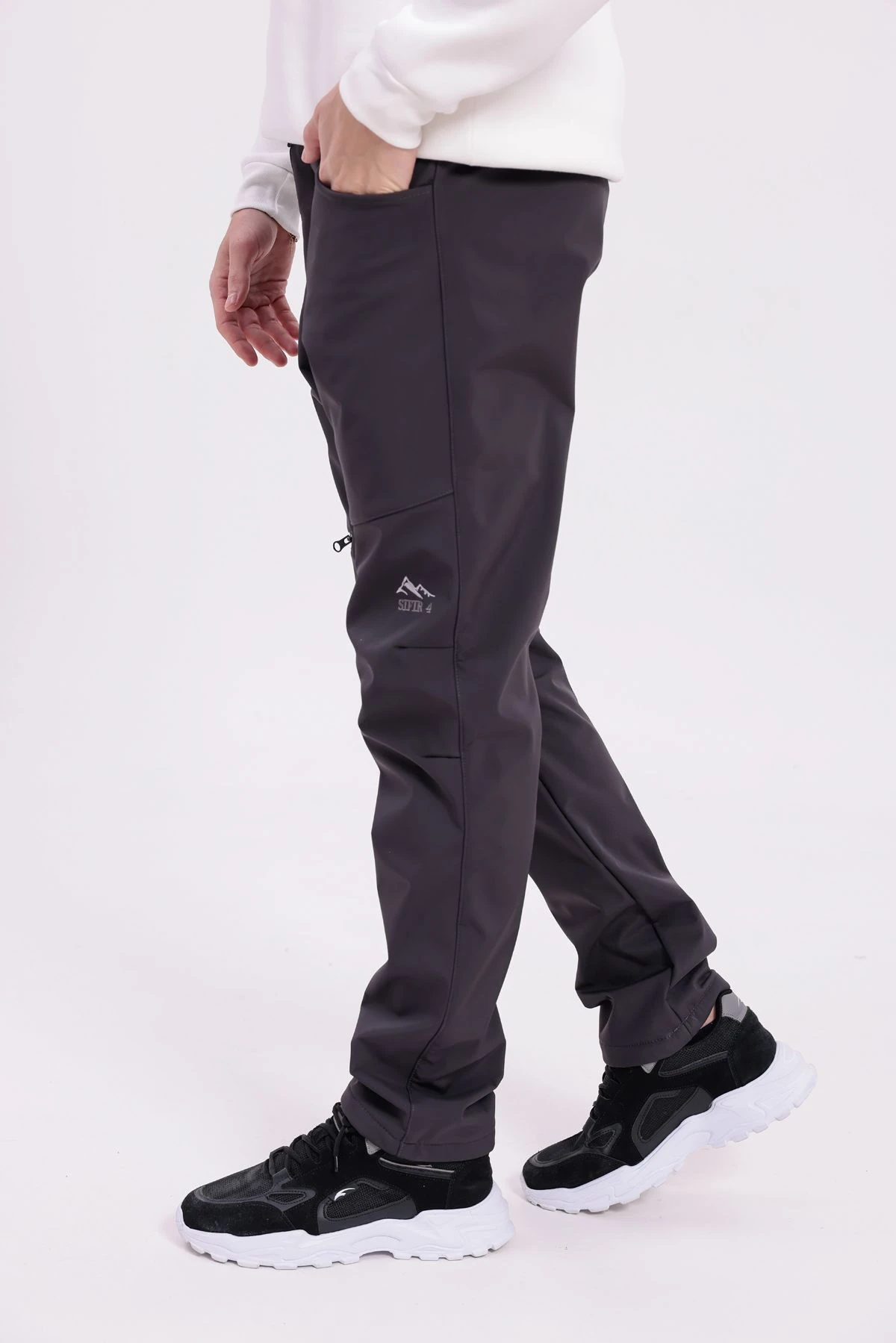 SIFIR4 İçi Polarlı Su Geçirmez Outdoor Kış Pantolonu Gri Gri̇
