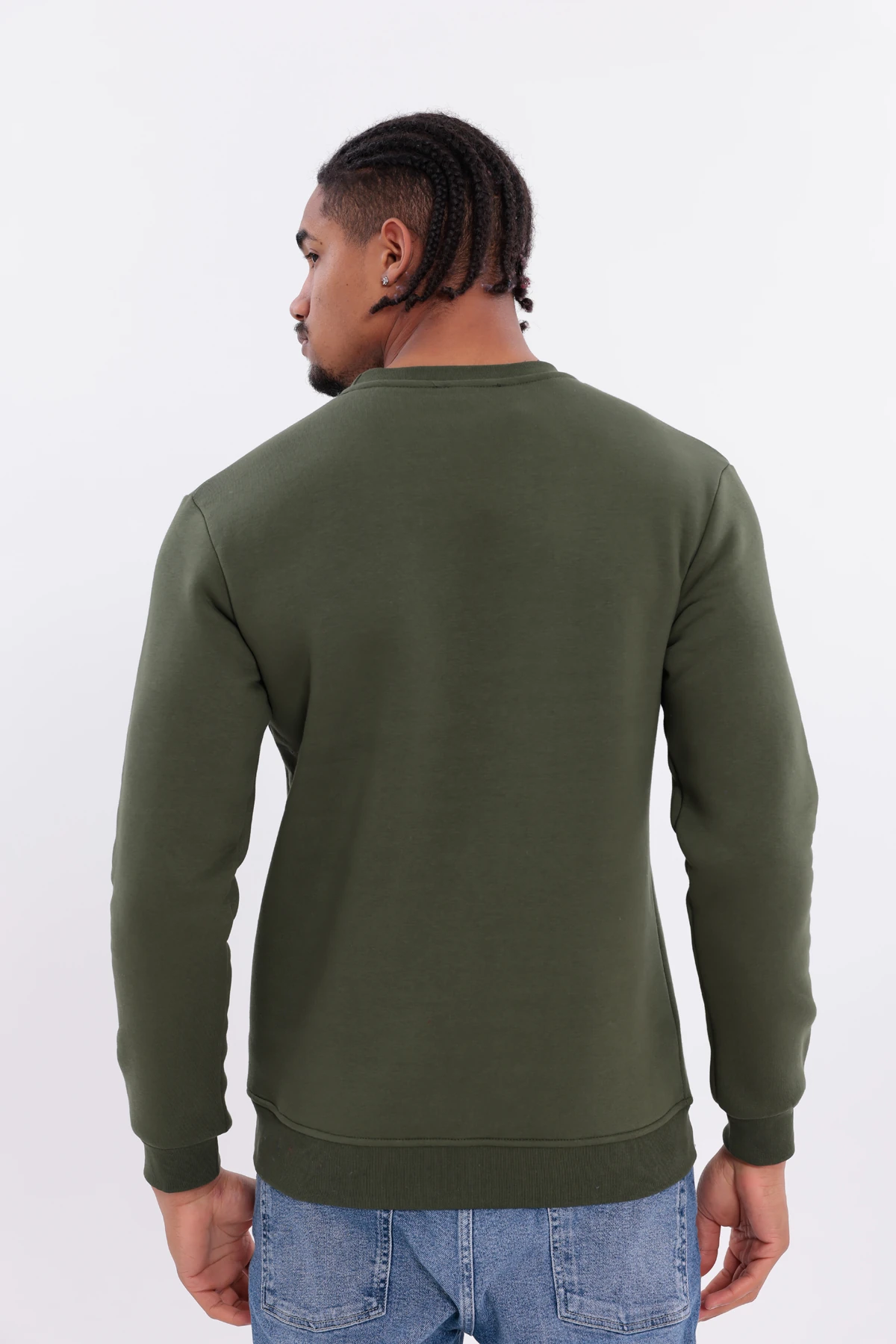 Sıfır4 Comfort Fit 3 İplik Şardonlu Sweatshirt -Haki Haki