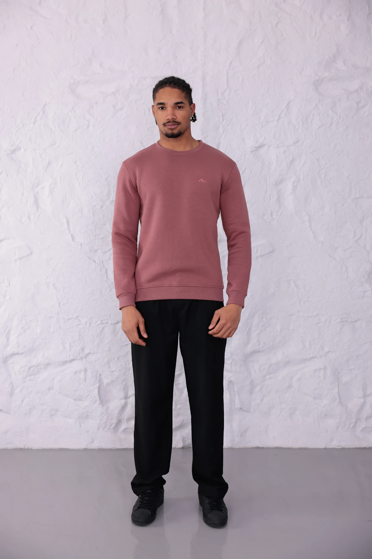 Sıfır4 Comfort Fit 3 İplik Şardonlu Sweatshirt pudra pembesi pudra pembesi