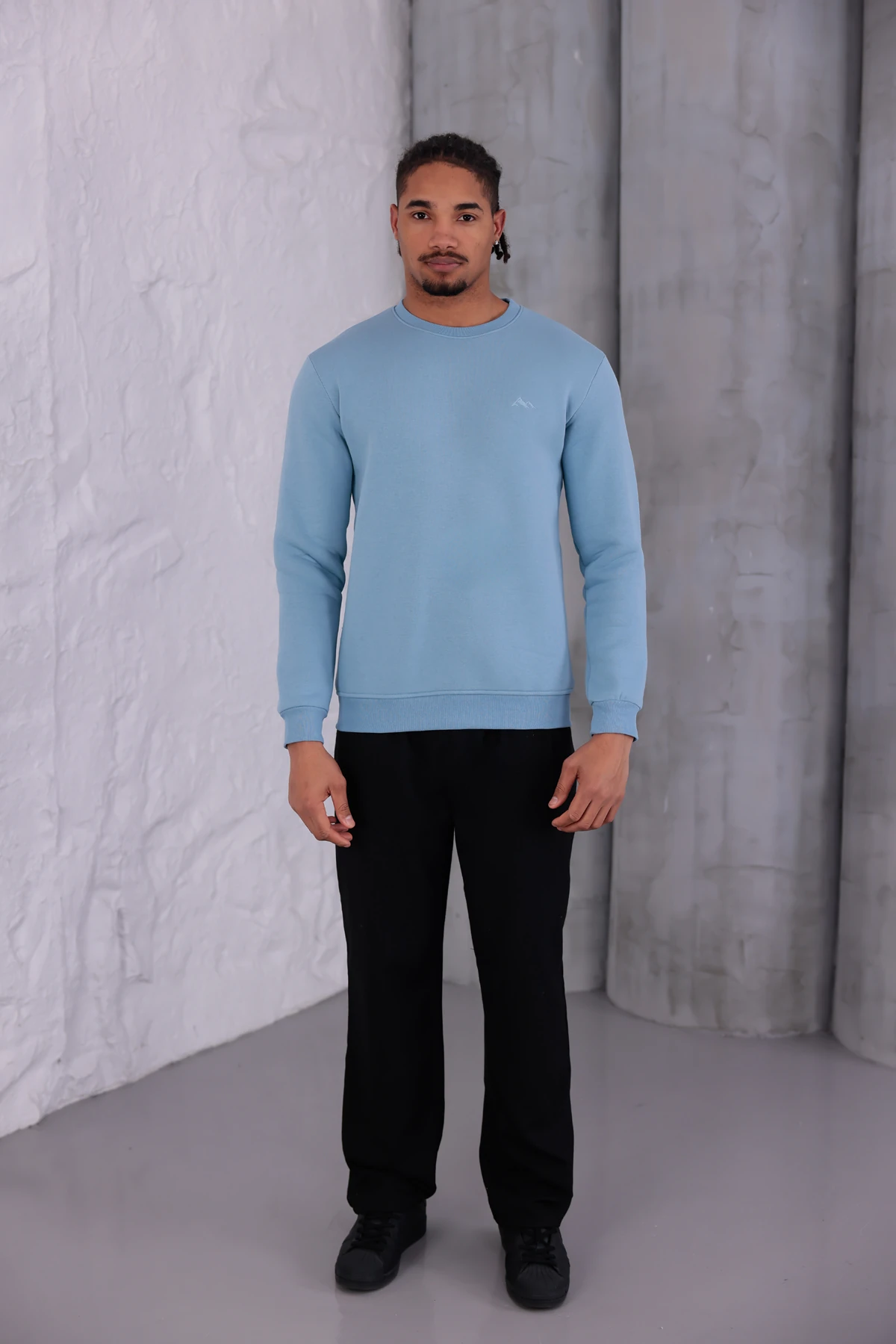 Sıfır4 Comfort Fit 3 İplik Şardonlu Sweatshirt gök yüzü mavisi gökyüzü mavisi