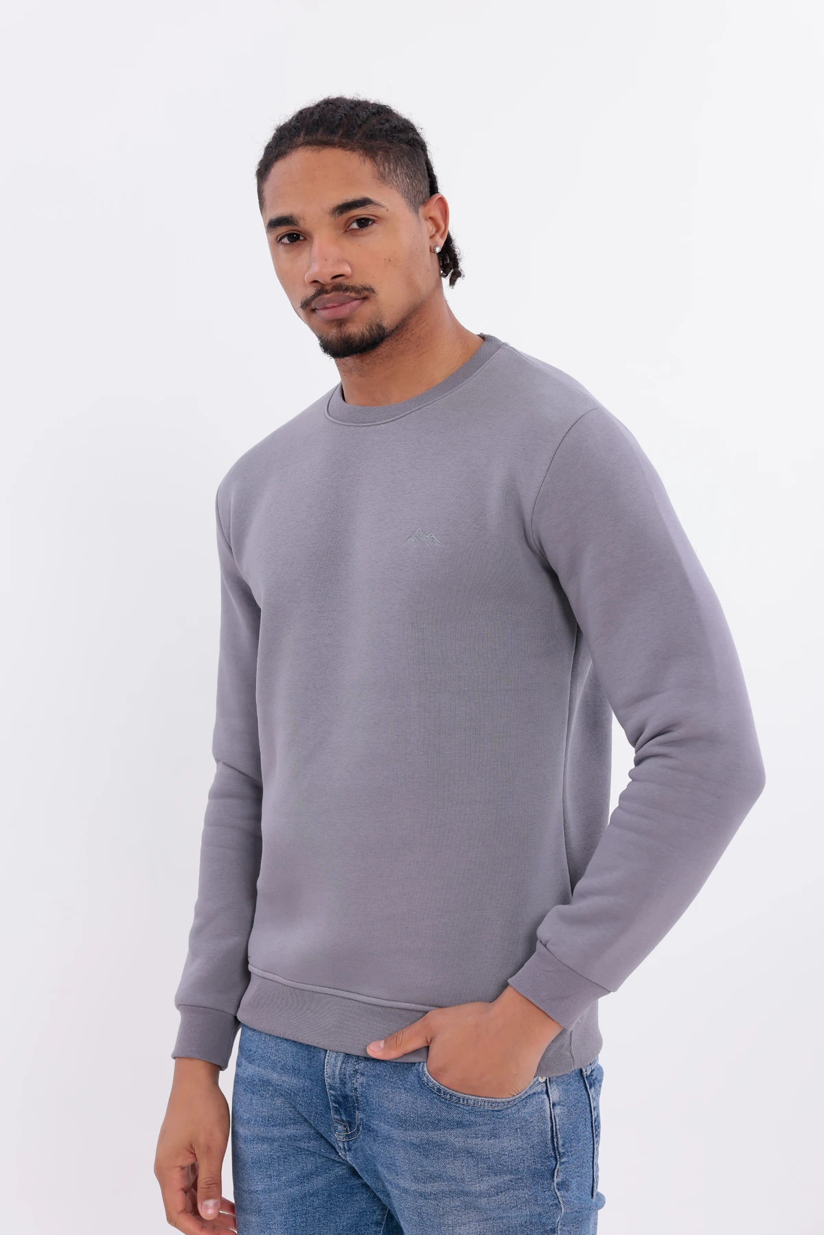 Sıfır4 Comfort Fit 3 İplik Şardonlu Sweatshirt GRİ