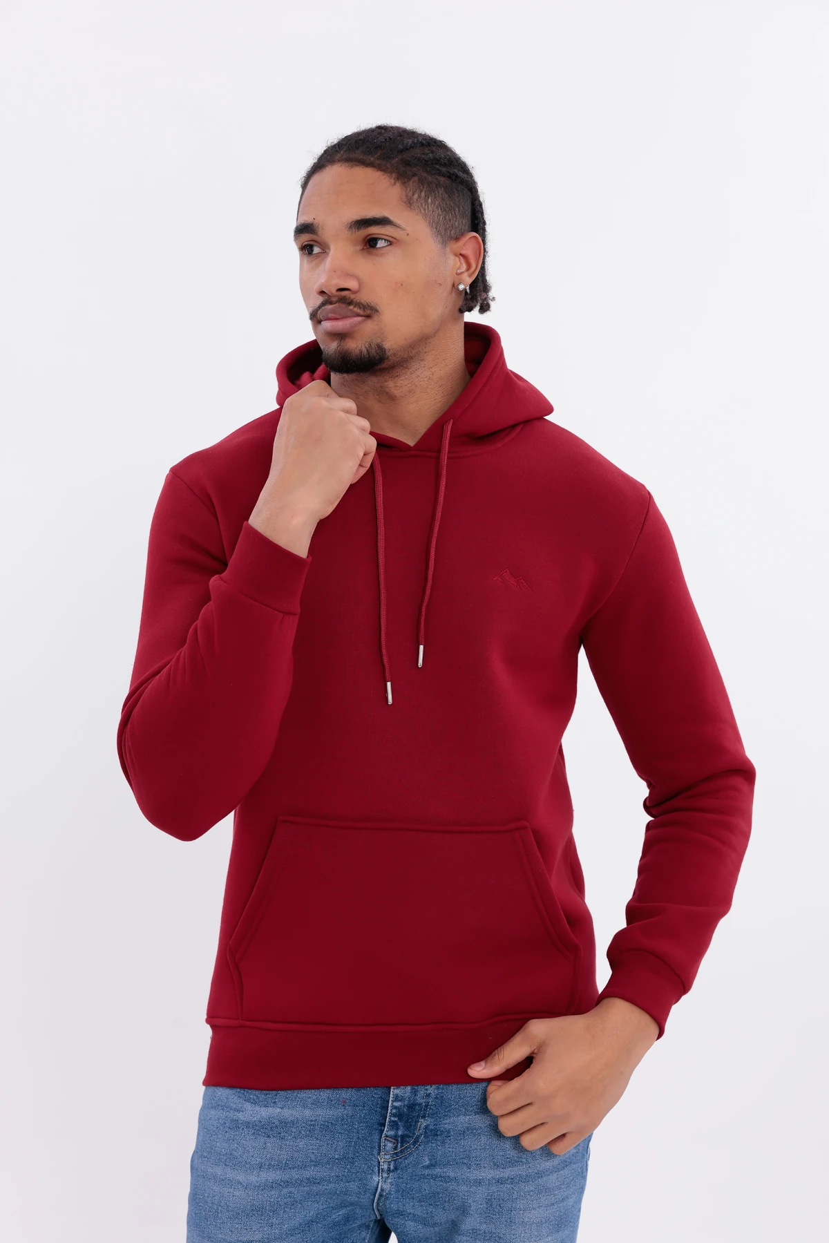 SIFIR4 3 İplik Şardonlu Kapüşonlu Sweatshirt Bordo Bordo