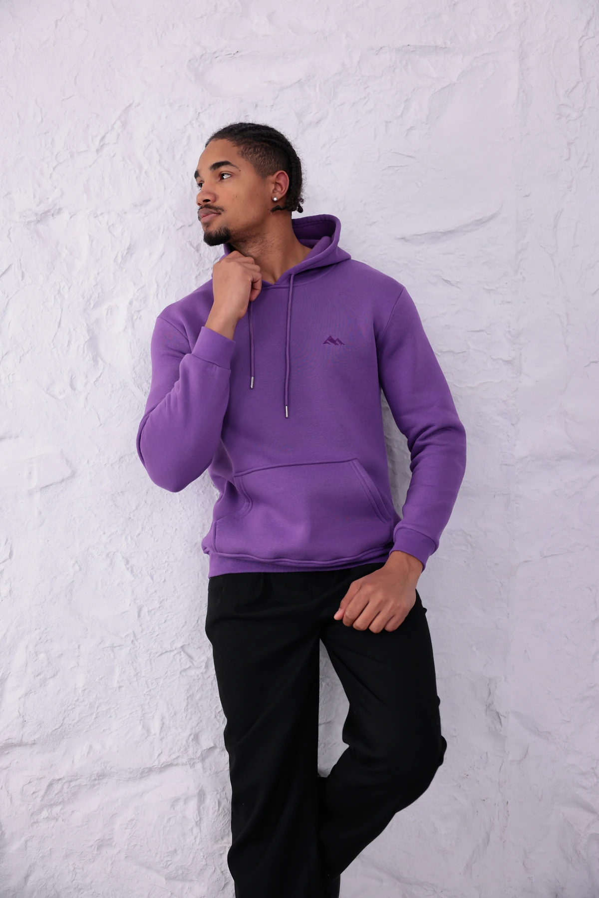 SIFIR4 3 İplik Şardonlu Kapüşonlu Sweatshirt Mor mor