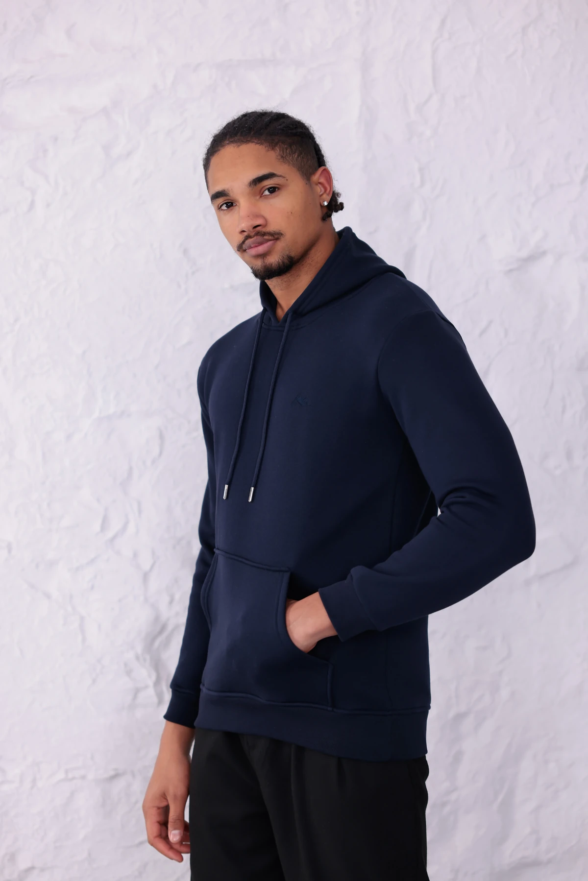 SIFIR4 3 İplik Şardonlu Kapüşonlu Sweatshirt Lacivert Lacivert