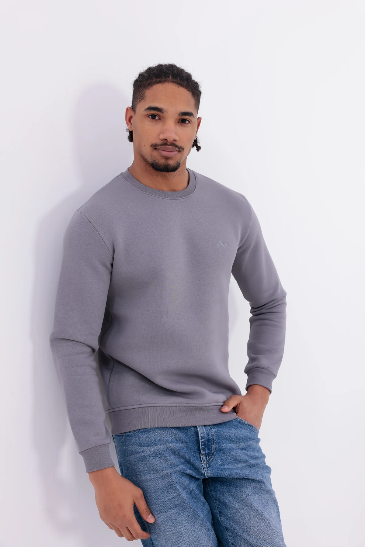 Sıfır4 Comfort Fit 3 İplik Şardonlu Sweatshirt GRİ