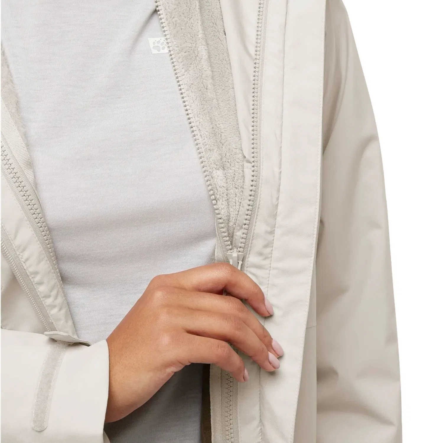 Jack Wolfskin Rotwand 3in1 Kadın Bej Outdoor Ceketi - Kemik kemik