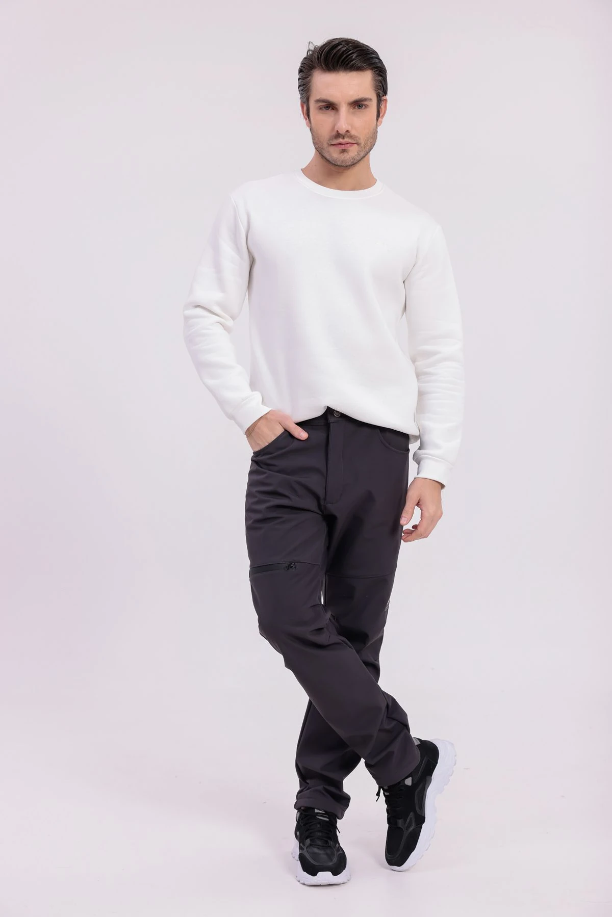 SIFIR4 İçi Polarlı Su Geçirmez Outdoor Kış Pantolonu Gri Gri̇