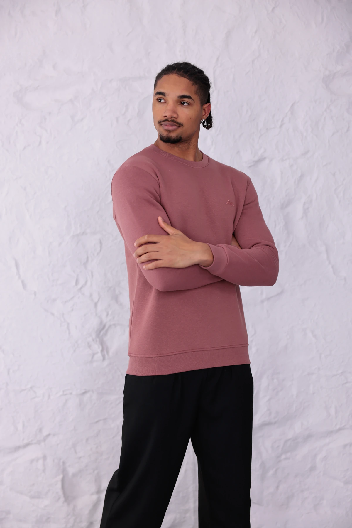 Sıfır4 Comfort Fit 3 İplik Şardonlu Sweatshirt pudra pembesi pudra pembesi