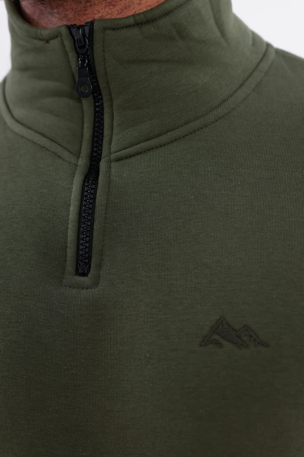 Sıfır4 Yarım Fermuarlı 3 iplik şardonlu Sweatshirt Yeşil Yeşil