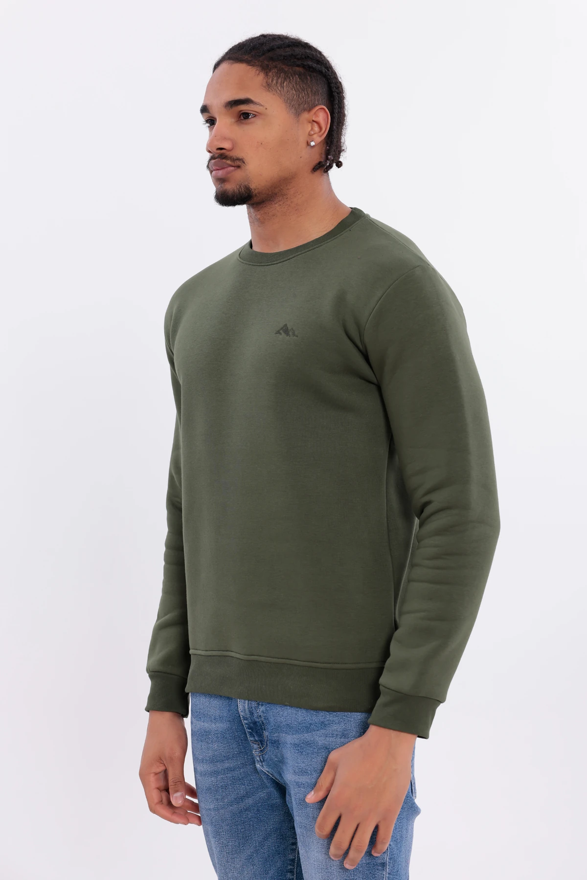 Sıfır4 Comfort Fit 3 İplik Şardonlu Sweatshirt -Haki Haki
