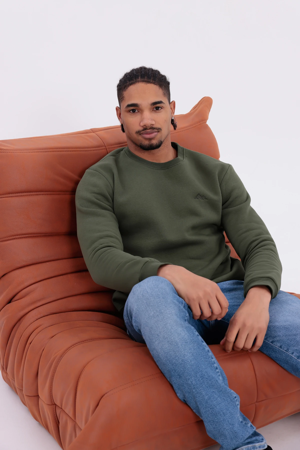 Sıfır4 Comfort Fit 3 İplik Şardonlu Sweatshirt -Haki Haki