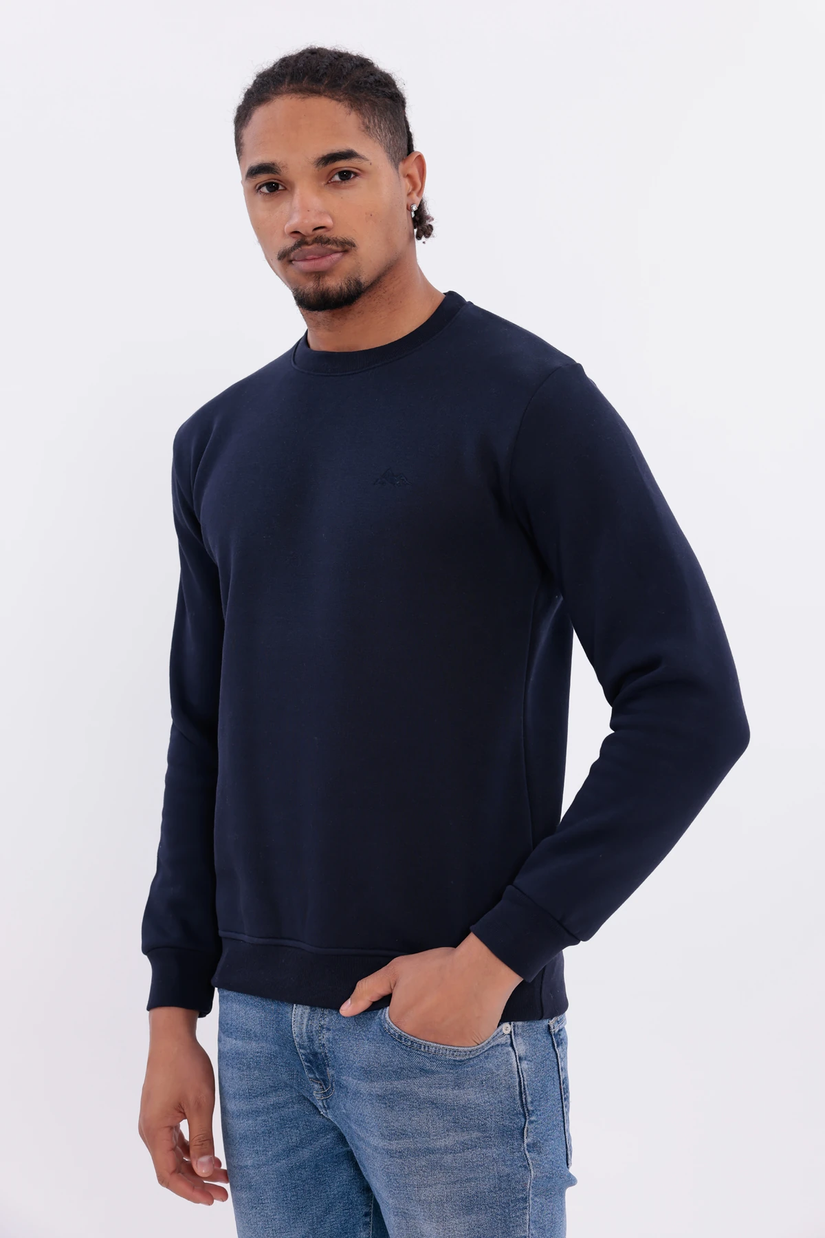 Sıfır4 Comfort Fit 3 İplik Şardonlu Sweatshirt lacivert Lacivert
